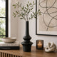 Fea Decorative Flower Vase | Narrow Mouth | Turned Black Ceramic | 17"