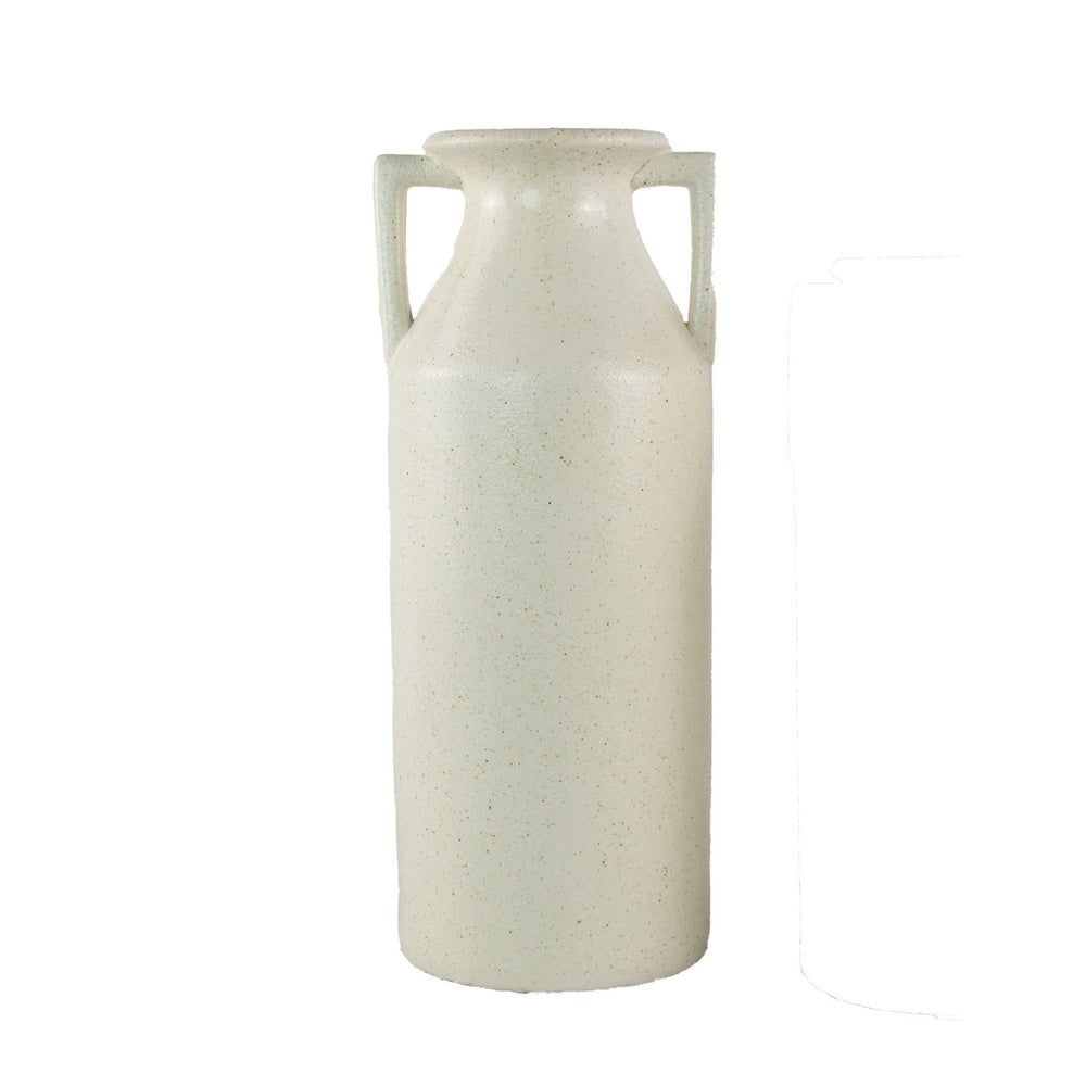 Decorative Flower Vase | Farmhouse Milk Jug Style | 17" White Ceramic