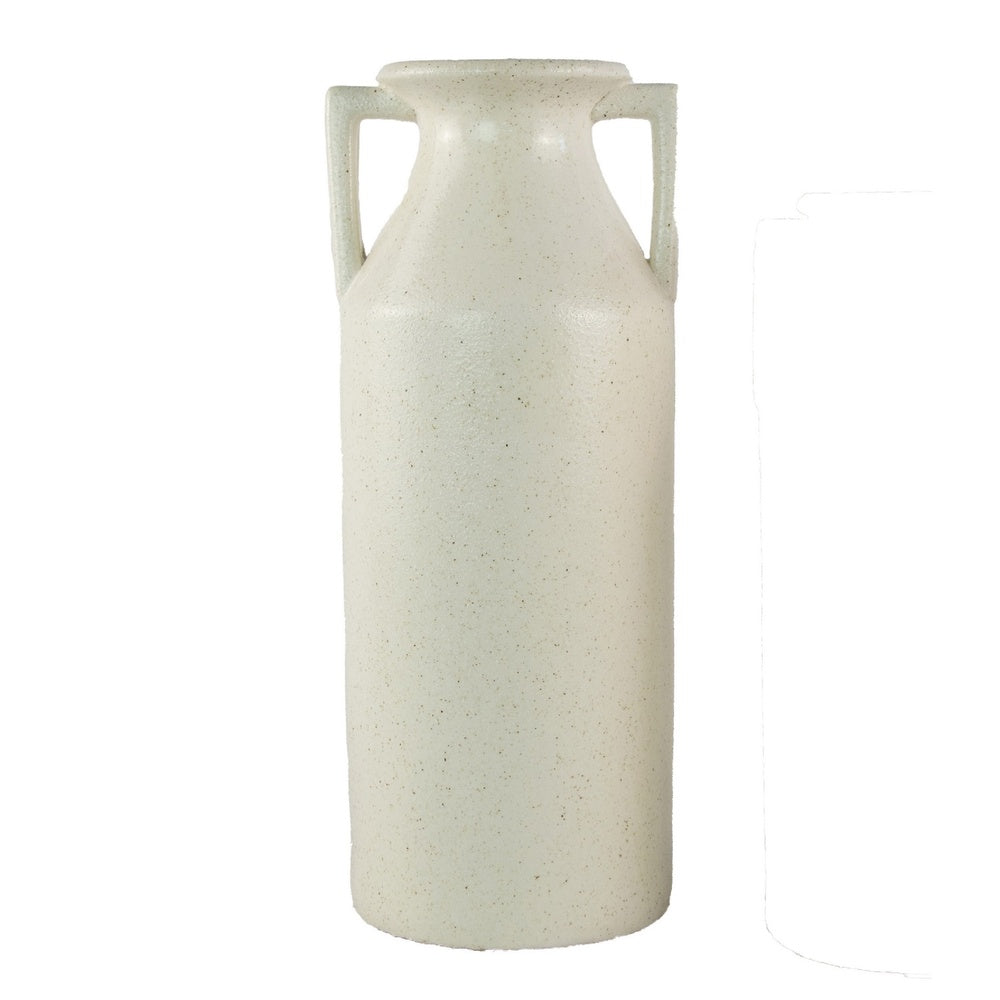Decorative Flower Vase | Farmhouse Milk Jug Style | 17" White Ceramic