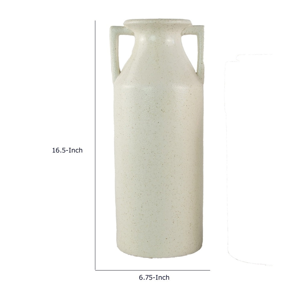 Decorative Flower Vase | Farmhouse Milk Jug Style | 17" White Ceramic