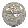 Decorative Accent Sculpture Orb | Faceted Glam Silver Ceramic | 9"