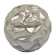 Decorative Accent Sculpture Orb | Faceted Glam Silver Ceramic | 9"