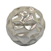 Decorative Accent Sculpture Orb | Faceted Glam Silver Ceramic | 9"
