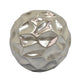 Decorative Accent Sculpture Orb | Faceted Glam Silver Ceramic | 9"