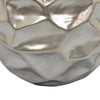 Decorative Accent Sculpture Orb | Faceted Glam Silver Ceramic | 9"