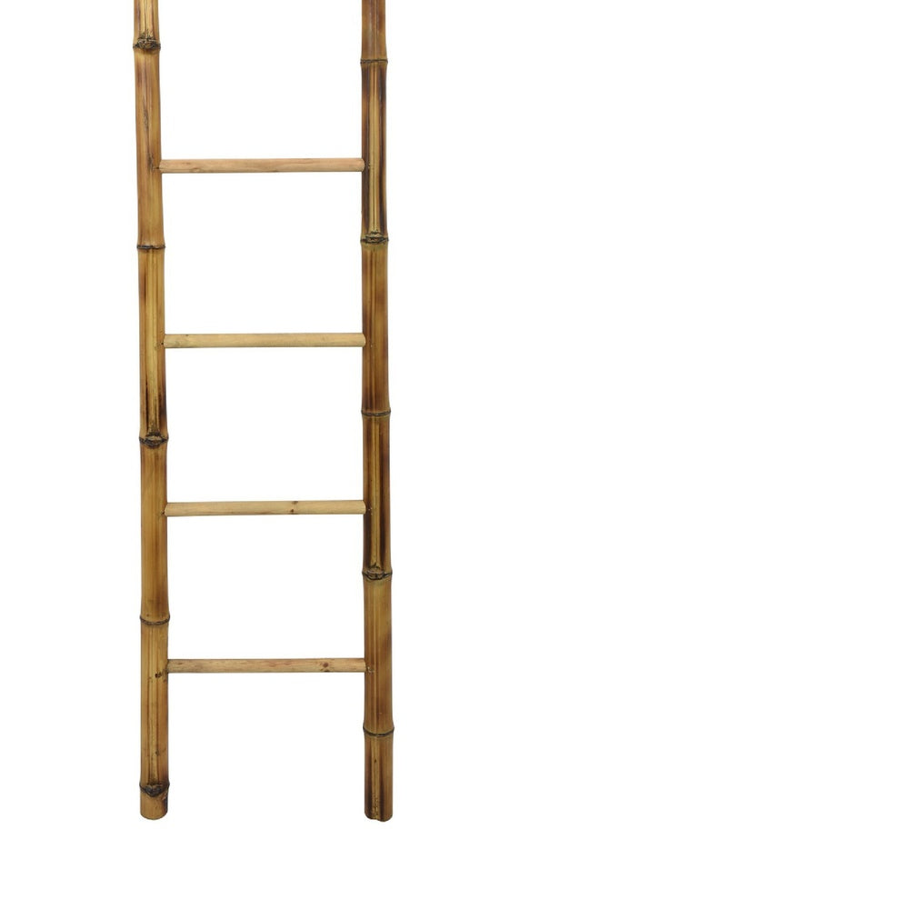 Natural Bamboo Ladder | Decorative & Utility Leaning Rack | 86" Brown