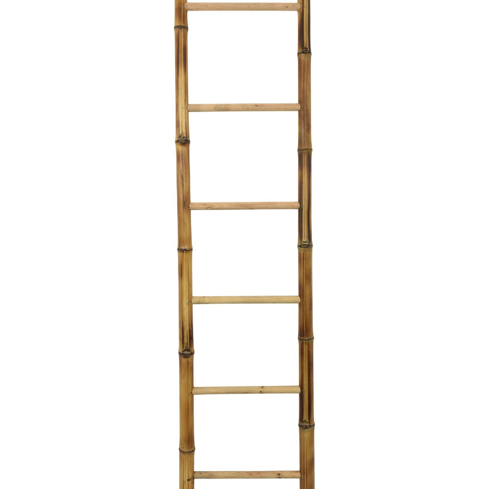 Natural Bamboo Ladder | Decorative & Utility Leaning Rack | 86" Brown