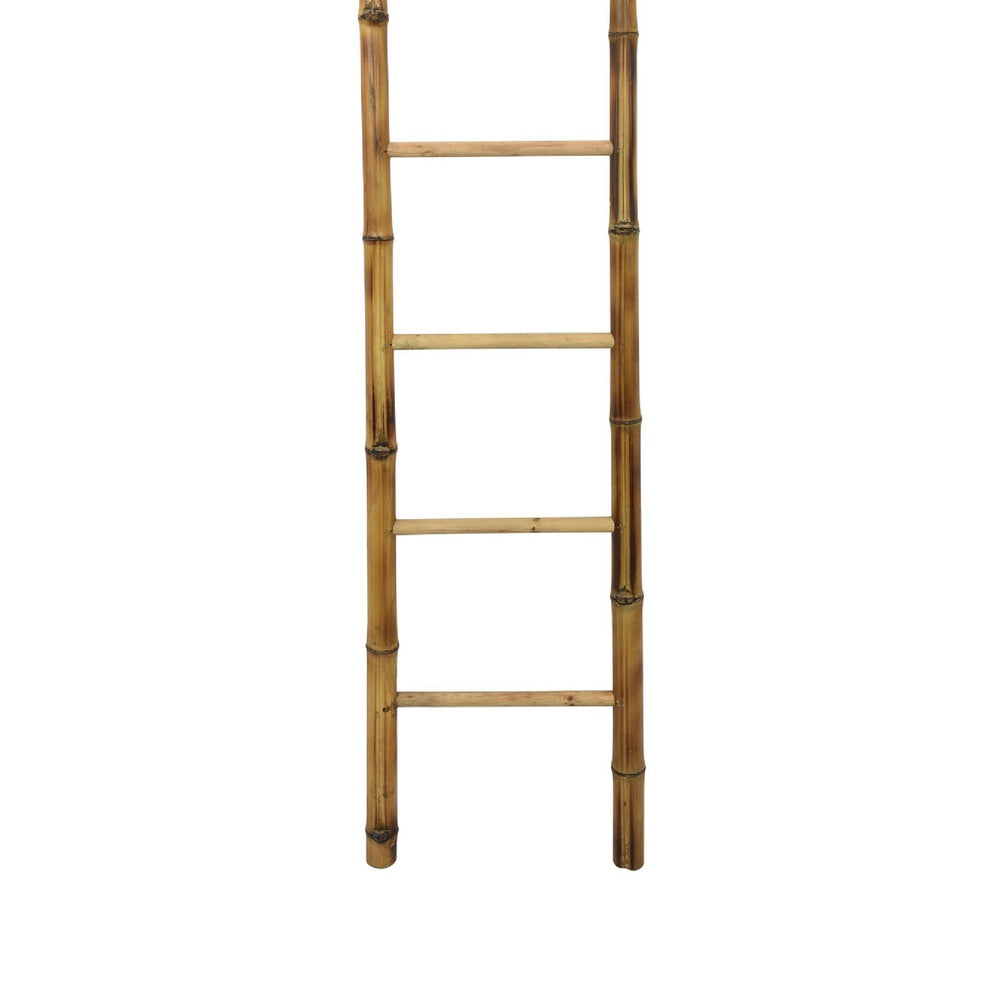 Natural Bamboo Ladder | Decorative & Utility Leaning Rack | 86" Brown