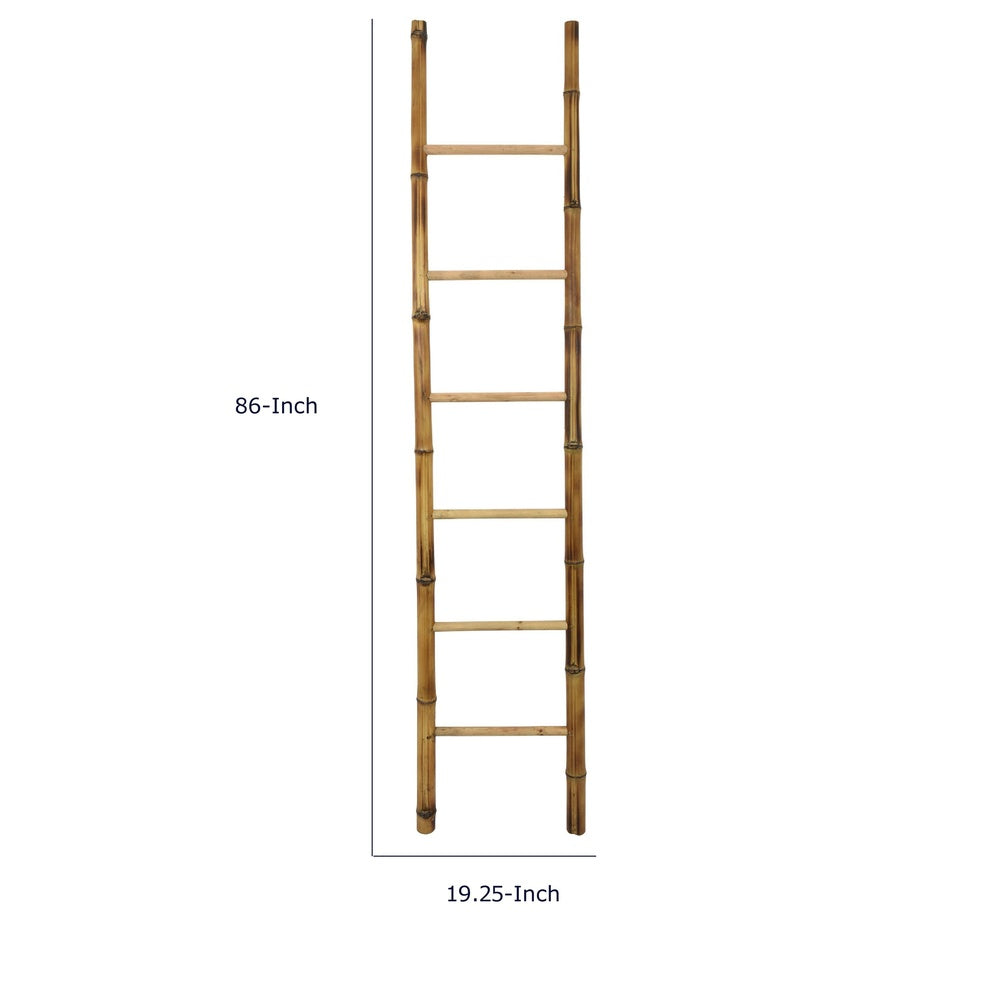 Natural Bamboo Ladder | Decorative & Utility Leaning Rack | 86" Brown