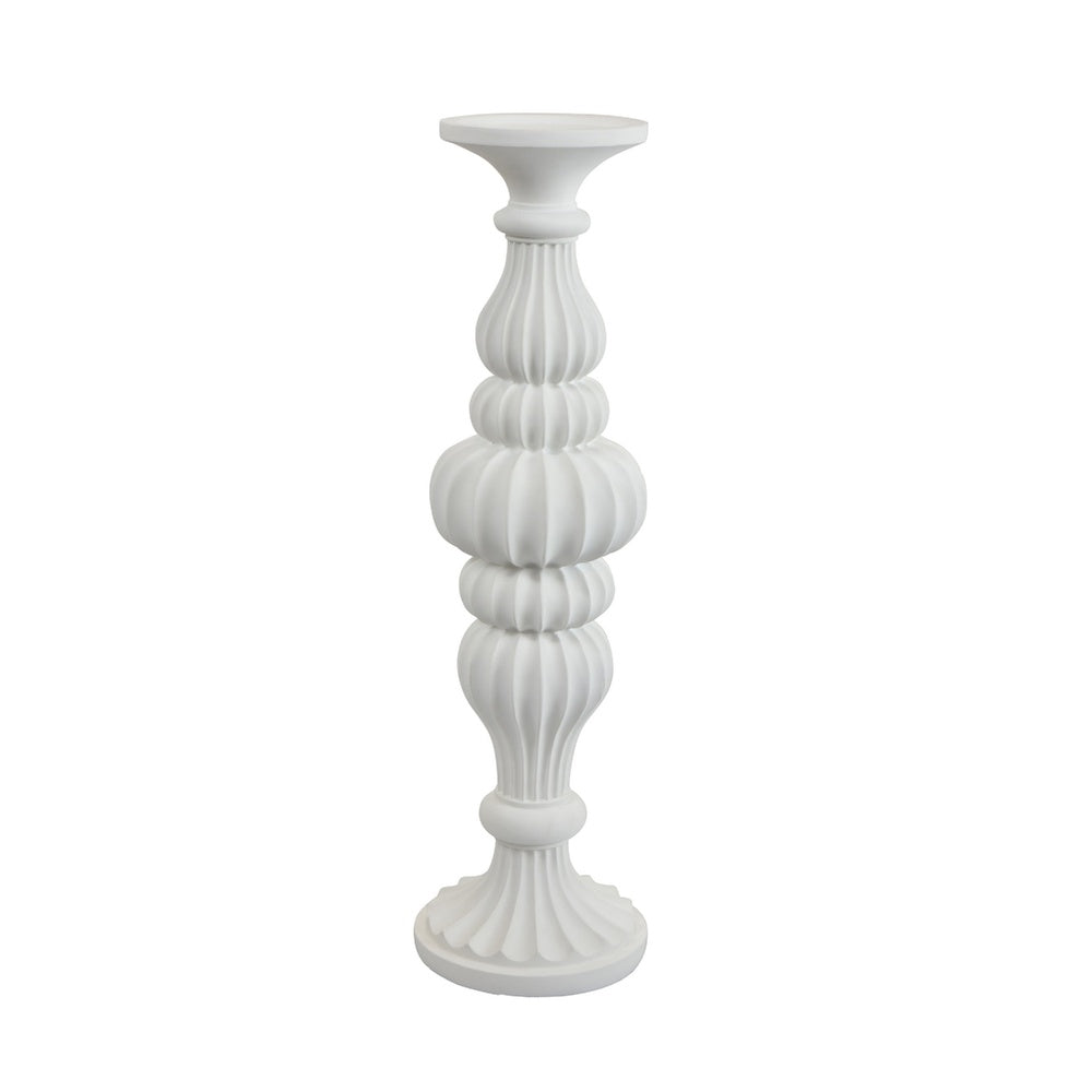 Tabletop Décor C&le Holder | Fluted Turned Baluster | White Resin | 18"