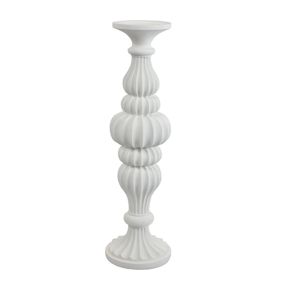 Tabletop Décor C&le Holder | Fluted Turned Baluster | White Resin | 18"