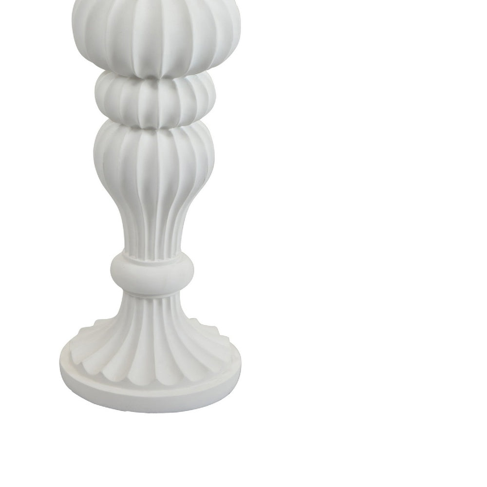 Tabletop Décor C&le Holder | Fluted Turned Baluster | White Resin | 18"