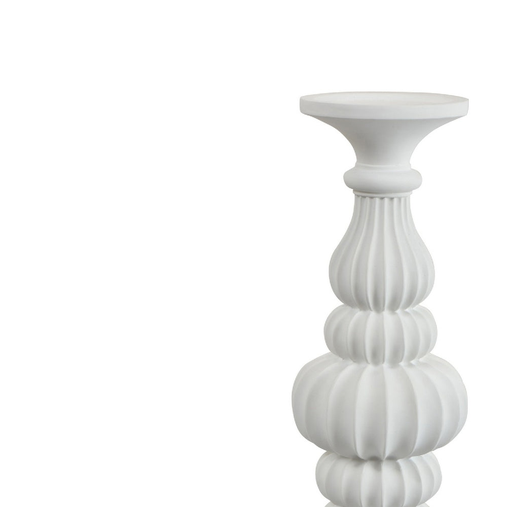 Tabletop Décor C&le Holder | Fluted Turned Baluster | White Resin | 18"