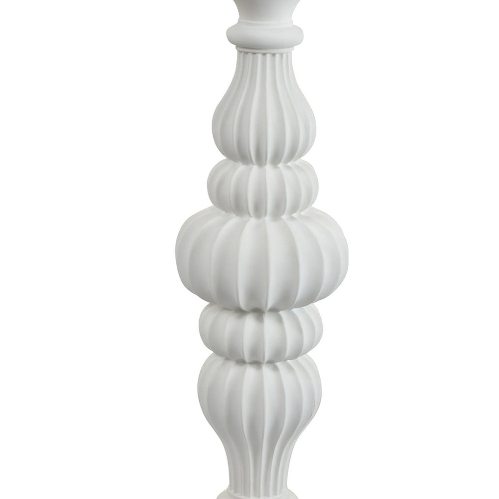 Tabletop Décor C&le Holder | Fluted Turned Baluster | White Resin | 18"
