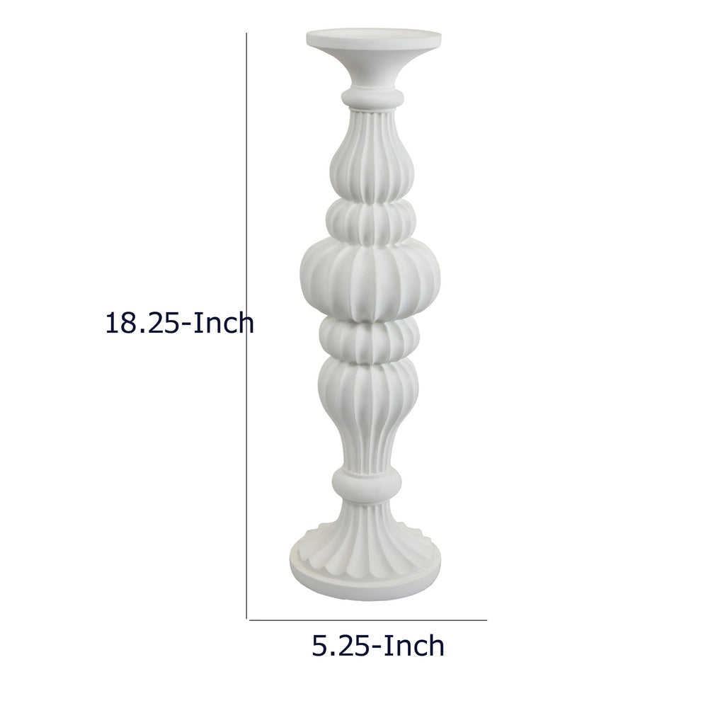 Tabletop Décor C&le Holder | Fluted Turned Baluster | White Resin | 18"