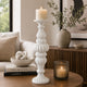 Tabletop Décor C&le Holder | Fluted Turned Baluster | White Resin | 18"