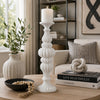 Tabletop Décor C&le Holder | Fluted Turned Baluster | White Resin | 18"
