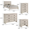 Full Bedroom Set, Beige, Black Wood, 4 Piece Set with Nightstand, Dresser, and Chest