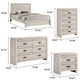 Full Bedroom Set, Beige, Black Wood, 4 Piece Set with Nightstand, Dresser, and Chest