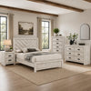 Full Bedroom Set, Beige, Black Wood, 4 Piece Set with Nightstand, Dresser, and Chest