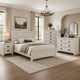 Full Bedroom Set, Beige, Black Wood, 4 Piece Set with Nightstand, Dresser, and Chest