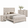Full Bedroom Set, Beige, Black Wood, 3 Piece Set with Nightstand and Dresser