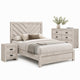 Full Bedroom Set, Beige, Black Wood, 3 Piece Set with Nightstand and Dresser