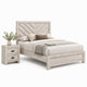 Full Bedroom Set, Beige, Black Wood, 2 Piece Set with Nightstand