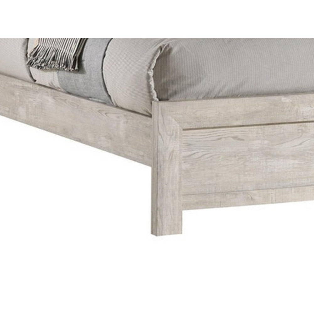 Full Bedroom Set, Beige, Black Wood, 2 Piece Set with Nightstand