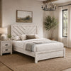 Full Bedroom Set, Beige, Black Wood, 2 Piece Set with Nightstand