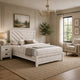Full Bedroom Set, Beige, Black Wood, 2 Piece Set with Nightstand
