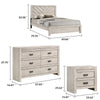 King Bedroom Set, Beige, Black Wood, 4 Piece Set with 2 Nightstands and Dresser