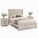 King Bedroom Set, Beige, Black Wood, 3 Piece Set with 2 Nightstands