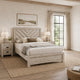 King Bedroom Set, Beige, Black Wood, 3 Piece Set with 2 Nightstands