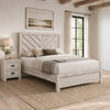 King Bedroom Set, Beige, Black Wood, 2 Piece Set with Nightstand