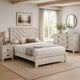 Queen Bedroom Set, Beige, Black Wood, 4 Piece Set with 2 Nightstands and Dresser