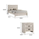 Queen Bedroom Set, Beige, Black Wood, 3 Piece Set with 2 Nightstands
