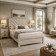 Queen Bedroom Set, Beige, Black Wood, 3 Piece Set with 2 Nightstands