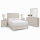 Queen Bedroom Set, White, Silver, Cream Wood, 4 Piece Set with 2 Nightstands and Dresser