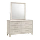 Queen Bedroom Set, White, Silver, Cream Wood, 4 Piece Set with 2 Nightstands and Dresser
