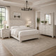 Queen Bedroom Set, White, Silver, Cream Wood, 4 Piece Set with 2 Nightstands and Dresser