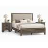 Queen Bedroom Set, Gray, Ivory, Brown Wood, 3 Piece Set with 2 Nightstands