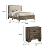 Queen Bedroom Set, Gray, Ivory, Brown Wood, 2 Piece Set with Nightstand