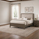 Queen Bedroom Set, Gray, Ivory, Brown Wood, 2 Piece Set with Nightstand