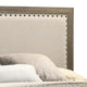 King Bedroom Set, Gray, Ivory, Brown Wood, 3 Piece Set with 2 Nightstands
