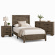 Full Bedroom Set, Brown Wood, 3 Piece Set with Nightstand and Dresser