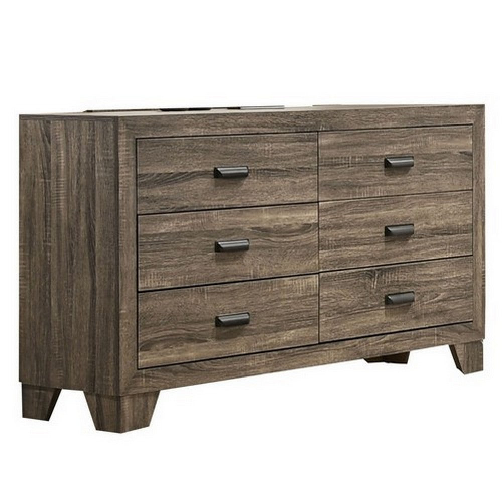 Full Bedroom Set, Brown Wood, 3 Piece Set with Nightstand and Dresser