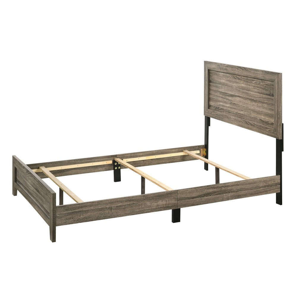 Full Bedroom Set, Brown Wood, 2 Piece Set with Nightstand