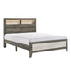 Queen Bedroom Set, Gray, White, Light Ash, Black Wood, 3 Piece Set with 2 Nightstands
