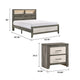 Queen Bedroom Set, Gray, White, Light Ash, Black Wood, 3 Piece Set with 2 Nightstands